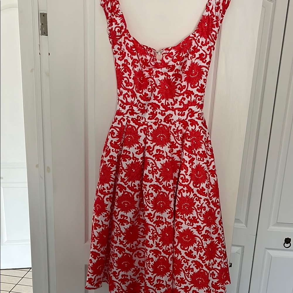 Anthropologie Red and White Backless Dress